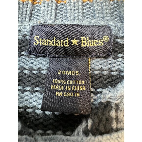 Standard Blues 24 months Baby Boy Cotton Dog Sweater Blue and Brown - Picture 8 of 8